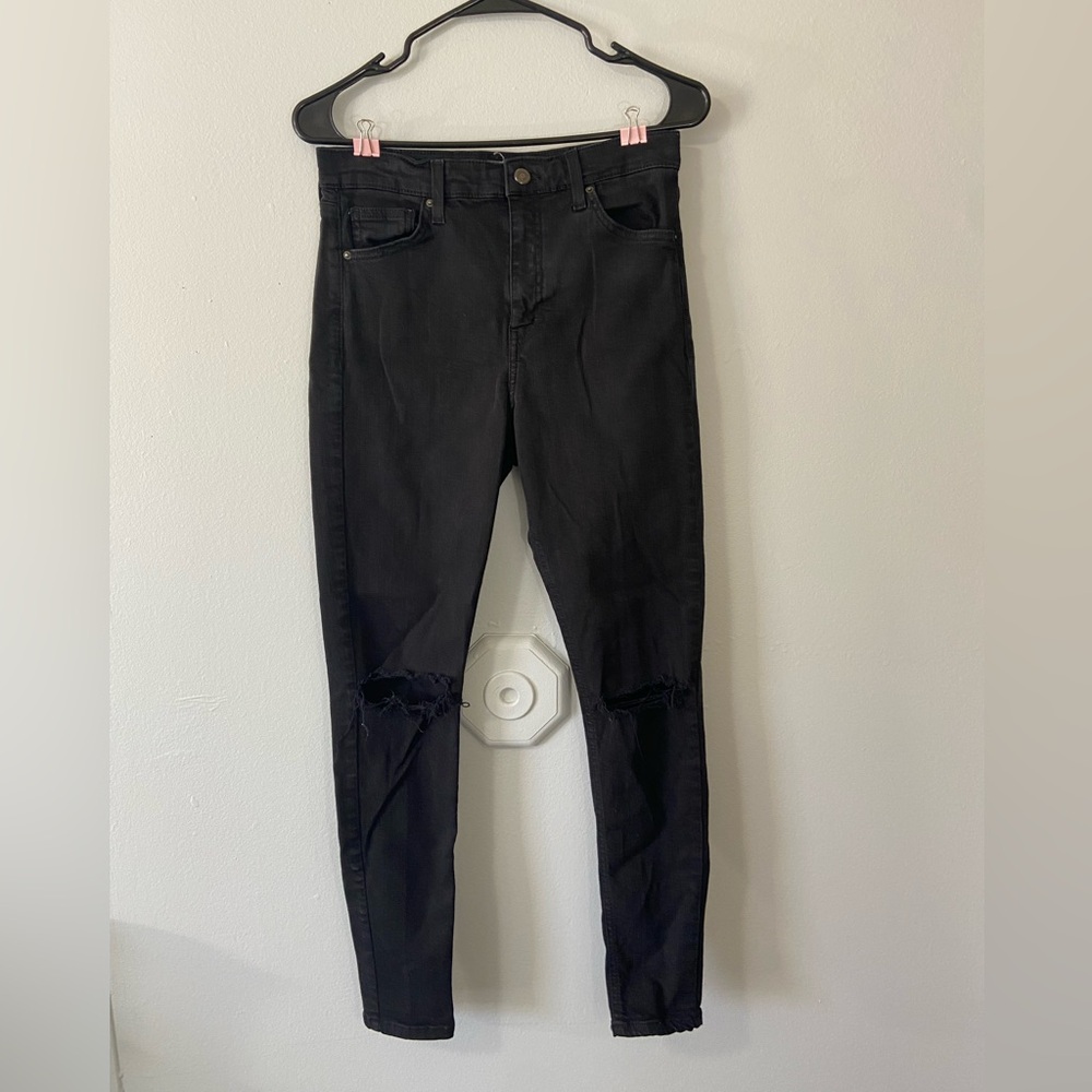 Topshop Black Distressed Skinny Jeans